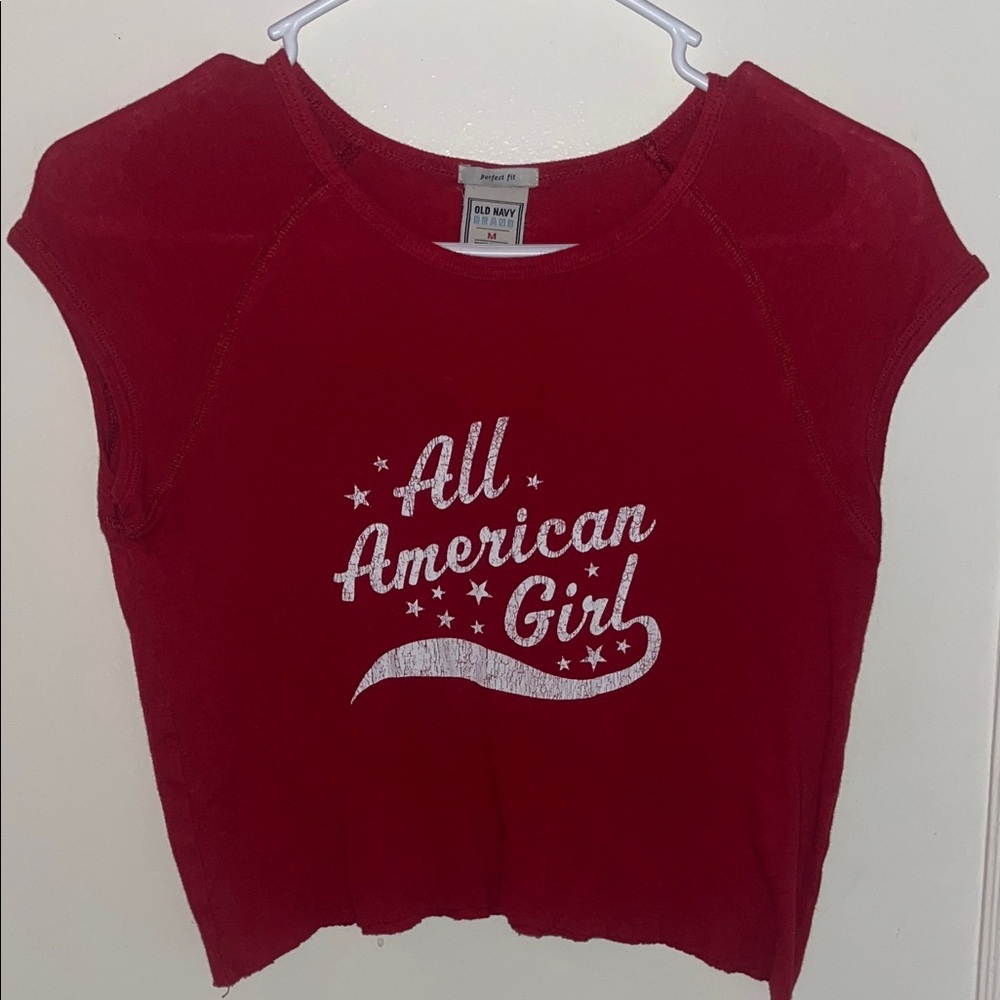 Old Navy — Red 'All American Girl' Tee